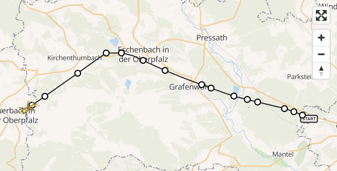 Flugroute Rettungshubschrauber Latsch - Zogenreuth, 21 März 2026, 15:09