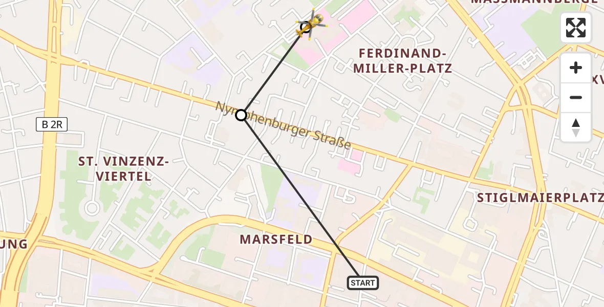 Routekaart van de vlucht: Rettungshubschrauber nach Deutsches Herzzentrum München