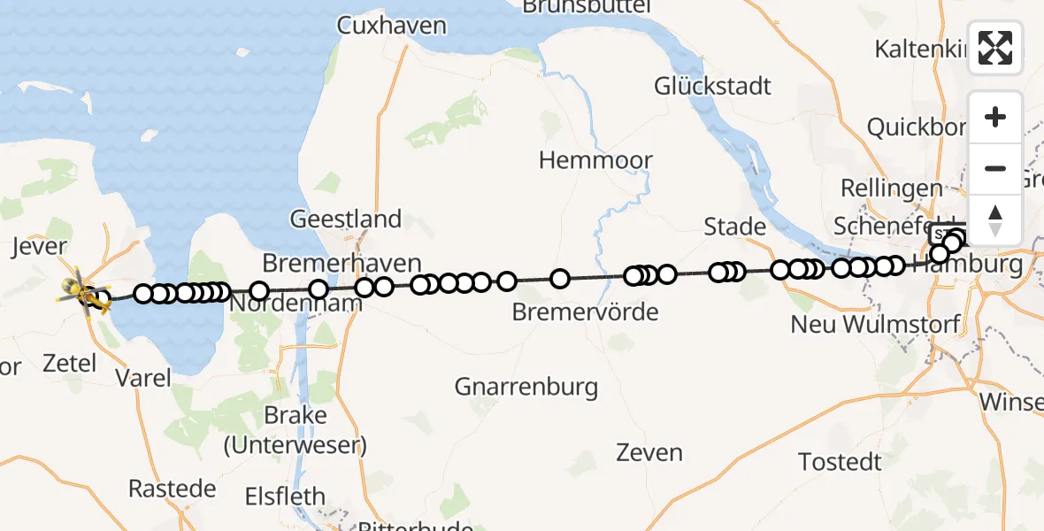 Routekaart van de vlucht: Rettungshubschrauber nach Sande, Ueckermünder Straße