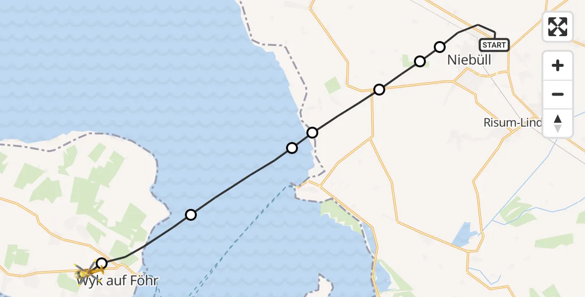 Routekaart van de vlucht: Rettungshubschrauber nach Wrixum, Rundföhrstraße