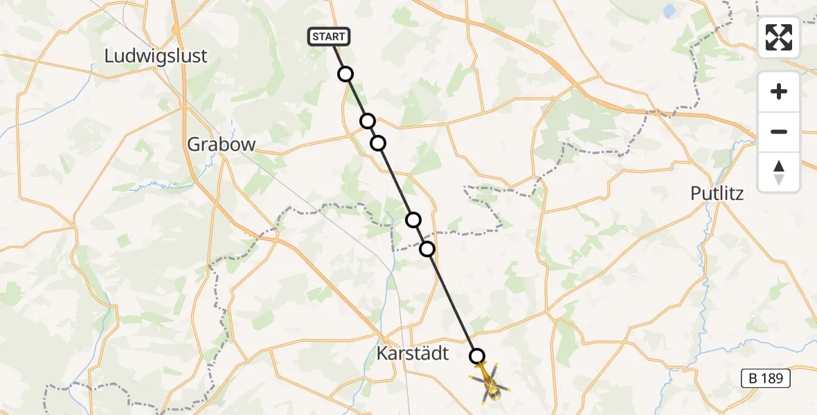 Routekaart van de vlucht: Rettungshubschrauber nach Premslin