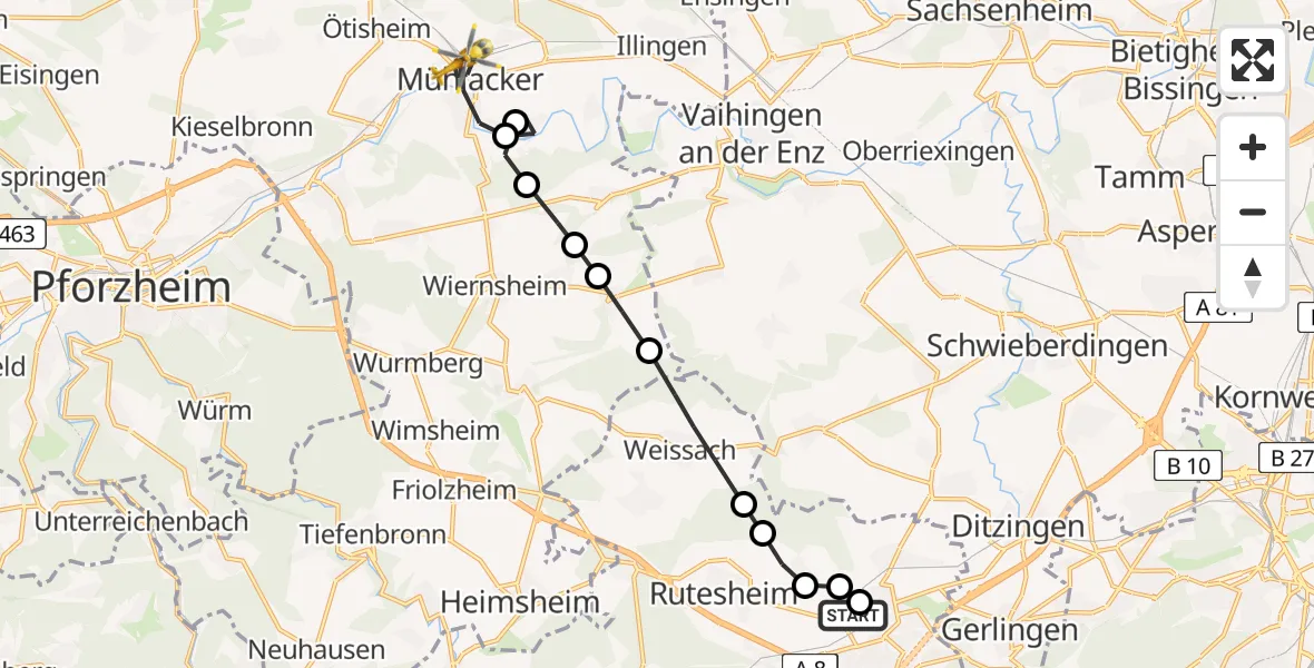 Routekaart van de vlucht: Rettungshubschrauber nach Dürrmenz, Ziegeleistraße