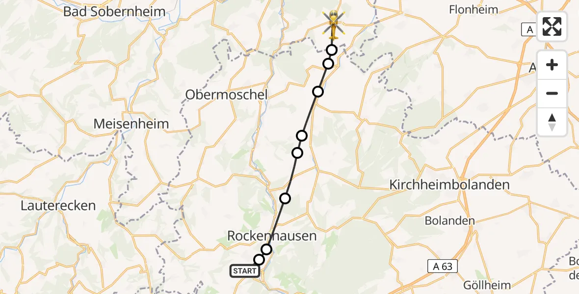 Flugroute Rettungshubschrauber Imsweiler UL - Fürfeld, 21 März 2026, 16:52
