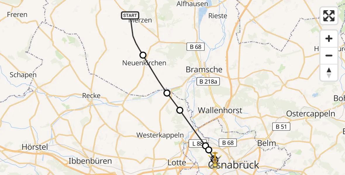 Routekaart van de vlucht: Ambulanzhubschrauber nach Osnabrück Hospital