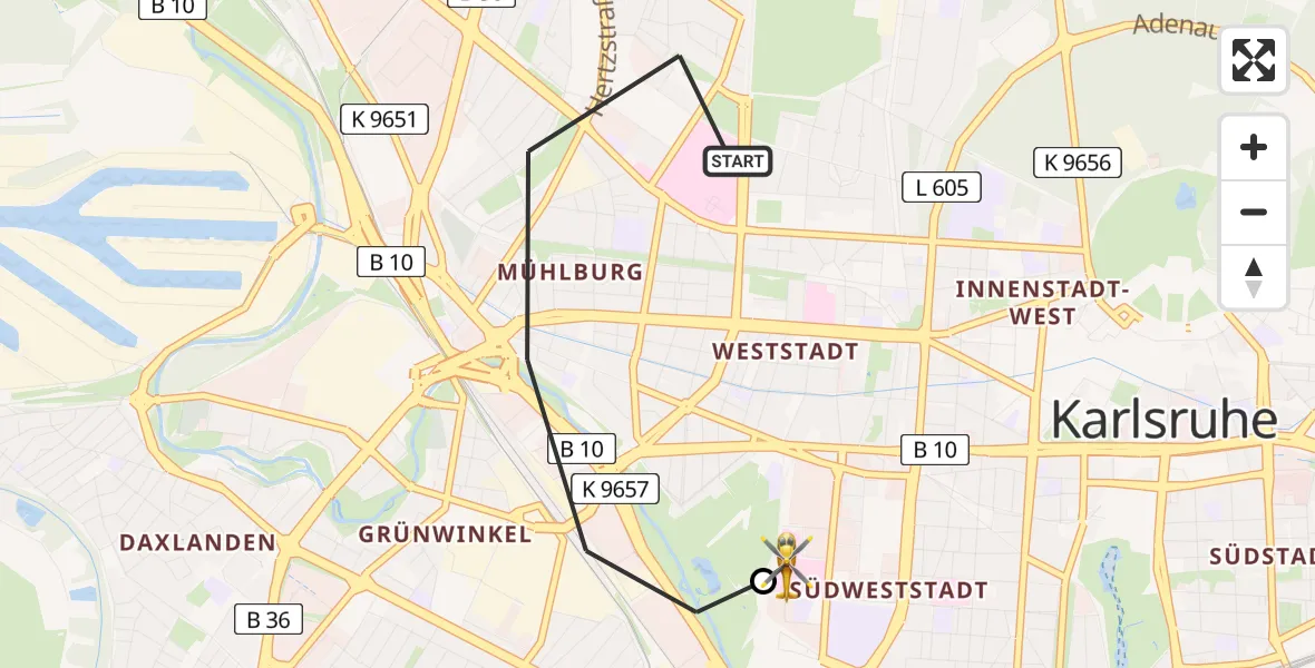 Routekaart van de vlucht: Rettungshubschrauber nach Sankt Vincentius Hospital