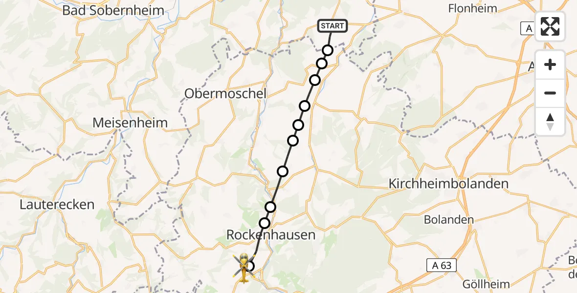 Routekaart van de vlucht: Rettungshubschrauber nach Imsweiler UL