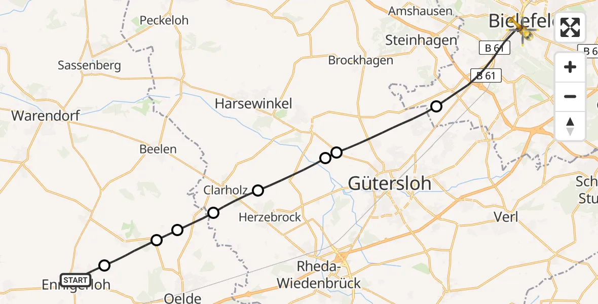Routekaart van de vlucht: Rettungshubschrauber nach Bielefeld, Burgsteig
