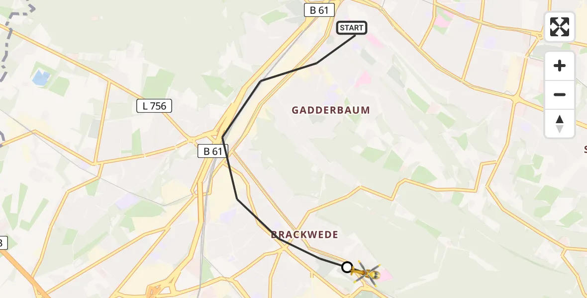 Routekaart van de vlucht: Rettungshubschrauber nach Luftrettungszentrum Bielefeld
