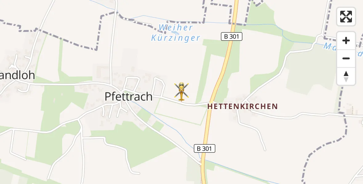 Flugroute Rettungshubschrauber Pfettrach - Pfettrach, 22 März 2026, 01:13