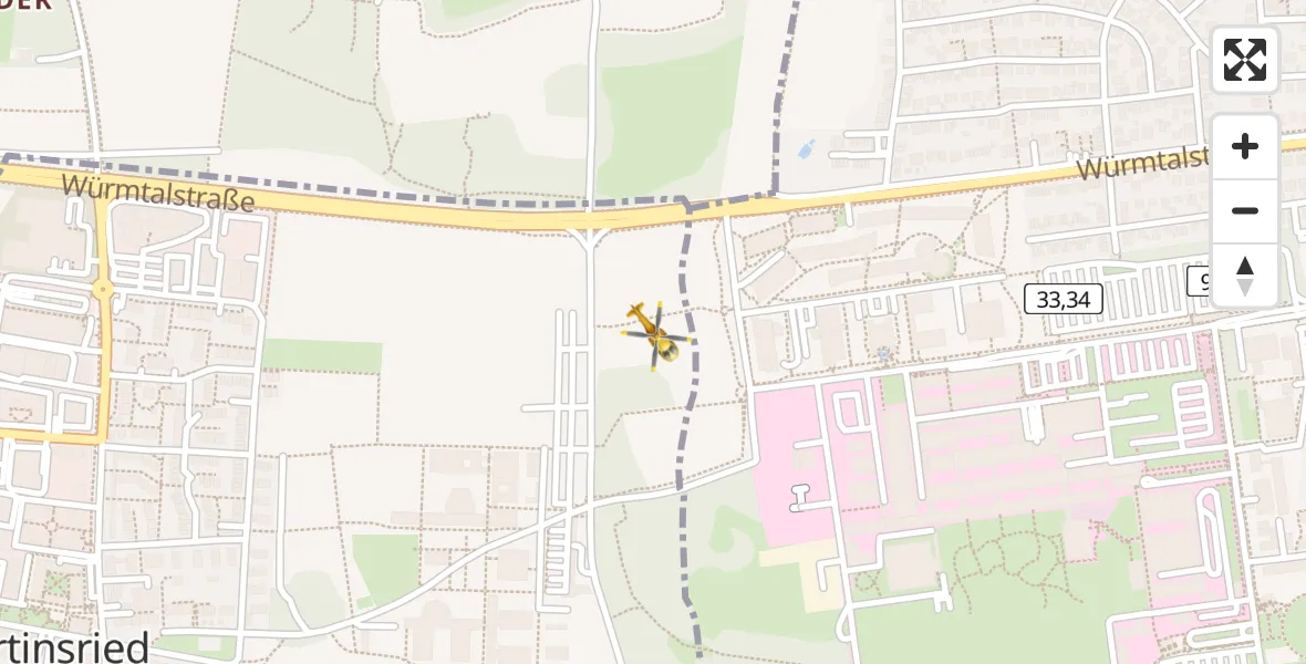 Routekaart van de vlucht: Rettungshubschrauber nach DRF Air Rescue München Hubschrauberlandeplatz