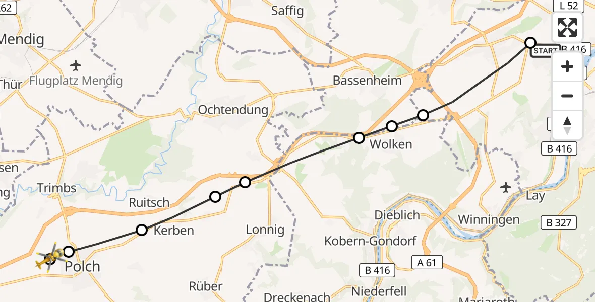 Routekaart van de vlucht: Rettungshubschrauber nach Polch, Leggewies