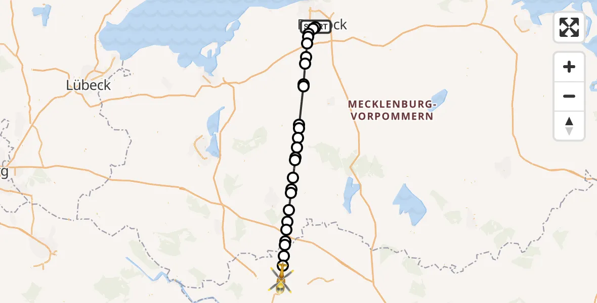 Routekaart van de vlucht: Rettungshubschrauber nach Groß Pankow (Prignitz), Gulower Hauptstraße