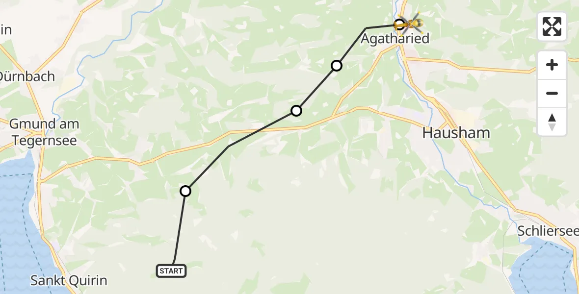 Routekaart van de vlucht: Rettungshubschrauber nach Agatharied Hospital