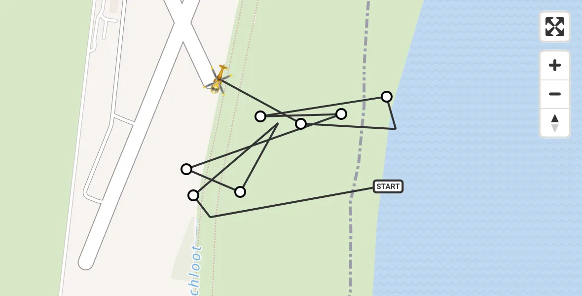 Flugroute Rettungshubschrauber Mariensiel - JadeWeser Flughafen, 22 März 2026, 10:50