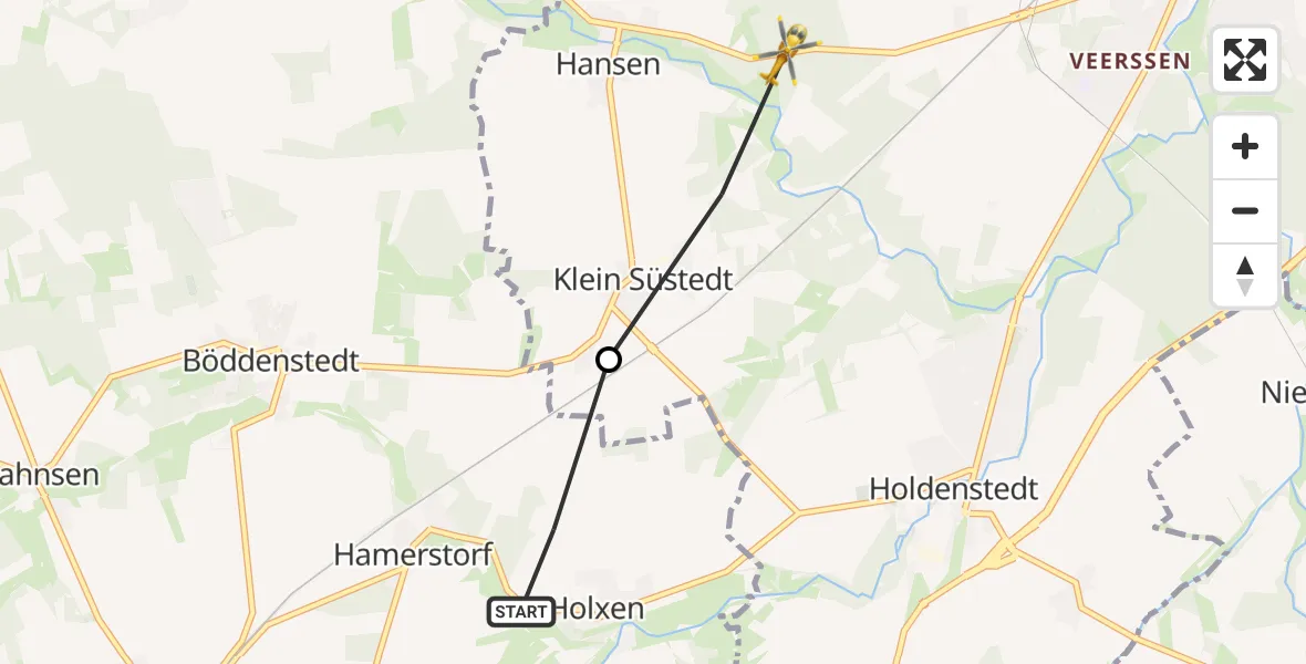 Flugroute Rettungshubschrauber Holxen - Hansen, 22 März 2026, 11:14