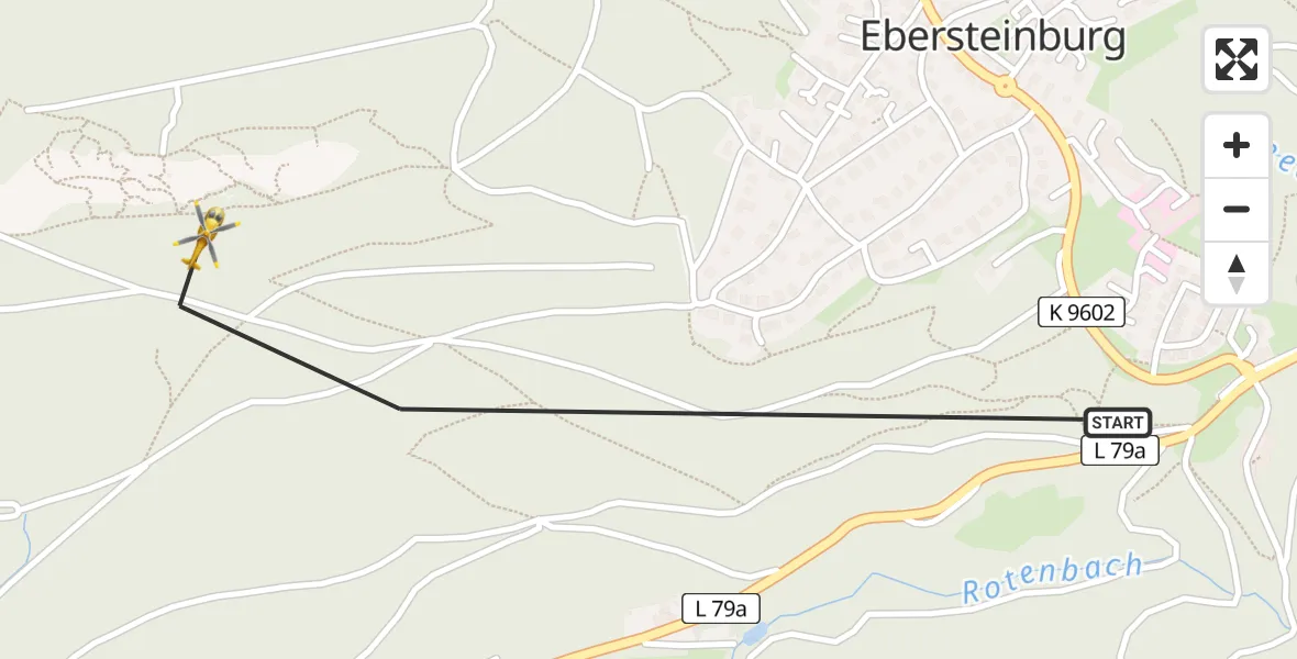 Flugroute Rettungshubschrauber Baden-Baden - Baden-Baden, 22 März 2026, 11:28