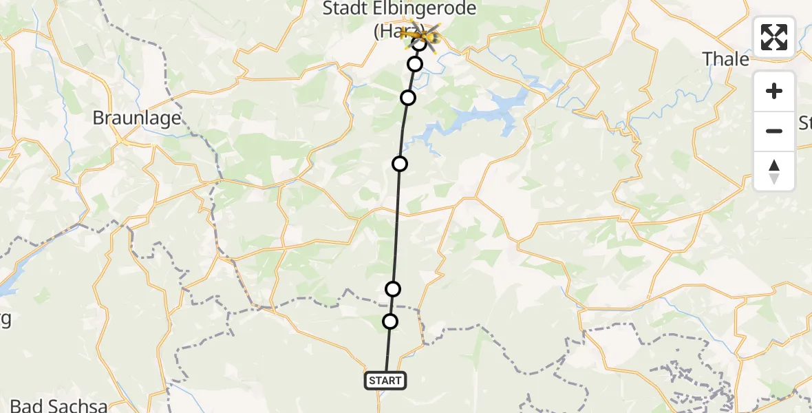 Flugroute Rettungshubschrauber Ilfeld - Elbingerode, 22 März 2026, 11:34