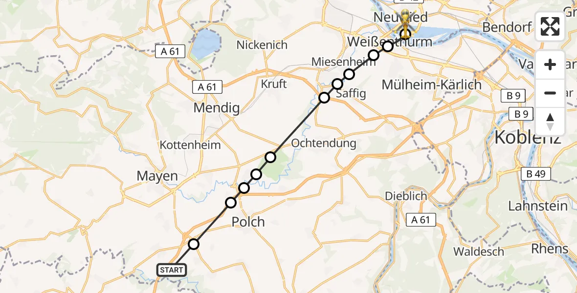 Routekaart van de vlucht: Ambulanzhubschrauber nach Neuwied, Seminarstraße