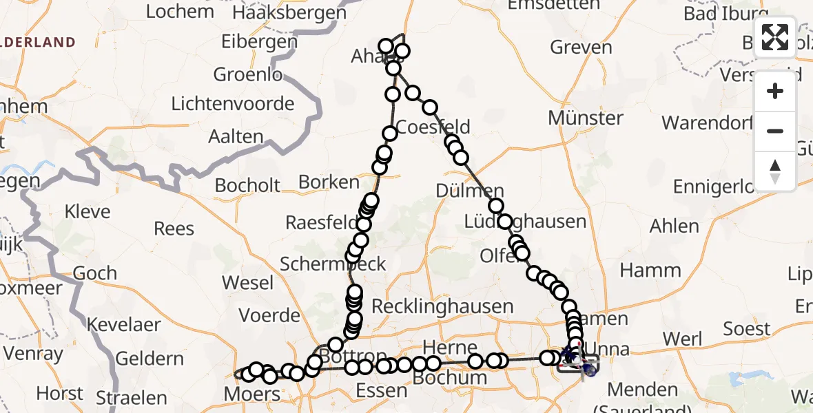 Flugroute Polizeihubschrauber Dortmund Flughafen - Dortmund Flughafen, 22 März 2026, 11:48