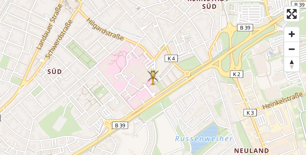 Flugroute Rettungshubschrauber Speyer - Speyer, 22 März 2026, 12:17