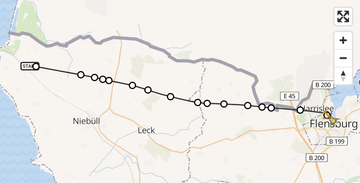 Routekaart van de vlucht: Rettungshubschrauber nach Westliche Höhe, Duburger Straße