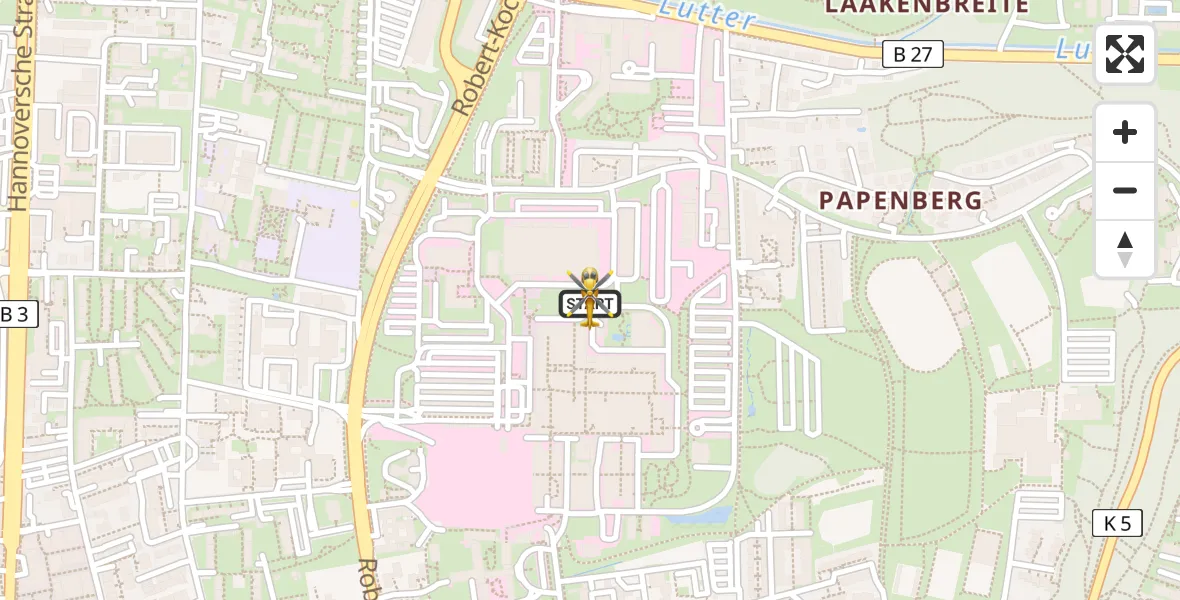 Routekaart van de vlucht: Rettungshubschrauber nach Göttingen University Clinic Hubschrauberlandeplatz