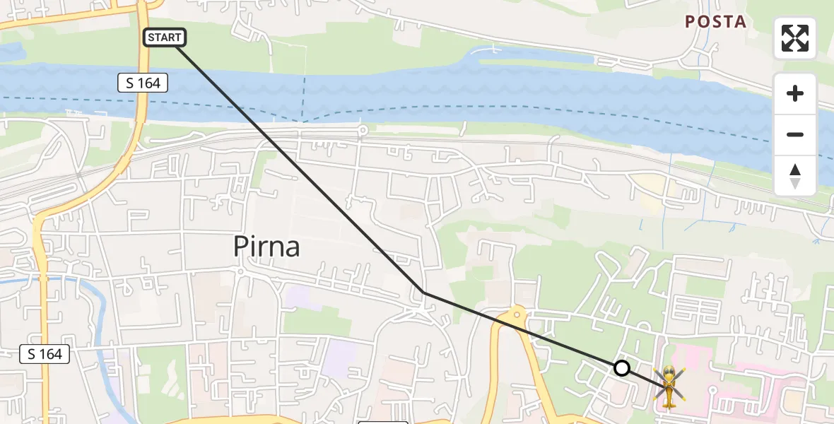 Routekaart van de vlucht: Rettungshubschrauber nach Pirna Hospital