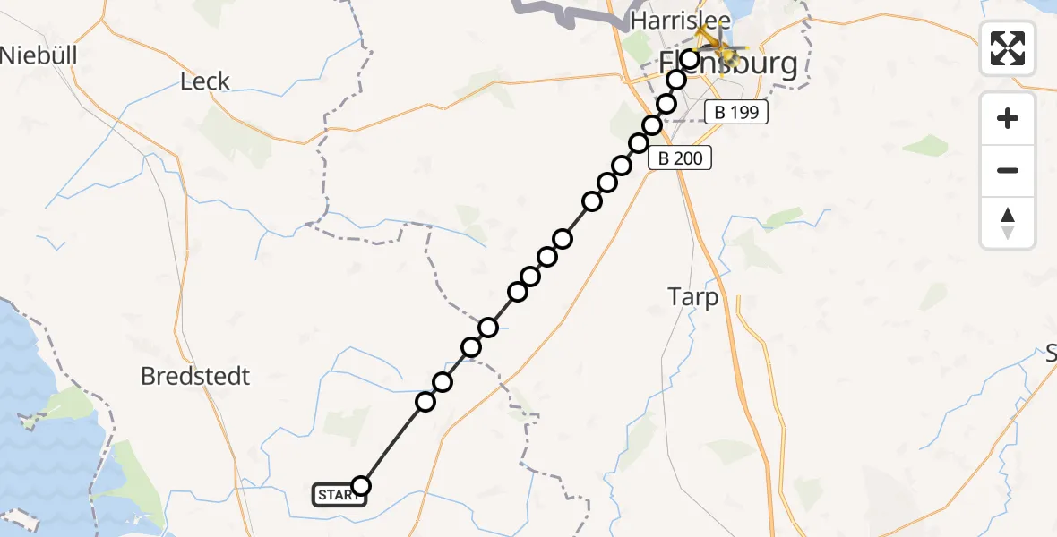 Routekaart van de vlucht: Rettungshubschrauber nach Westliche Höhe, Duburger Straße
