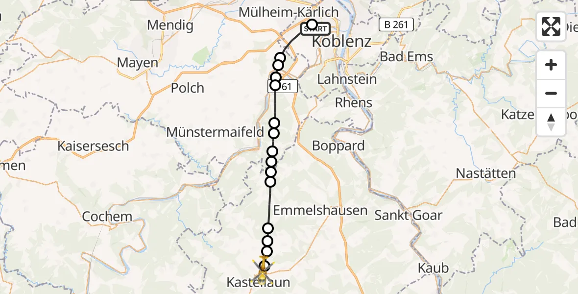 Flugroute Rettungshubschrauber Koblenz - Roth, 22 März 2026, 14:20