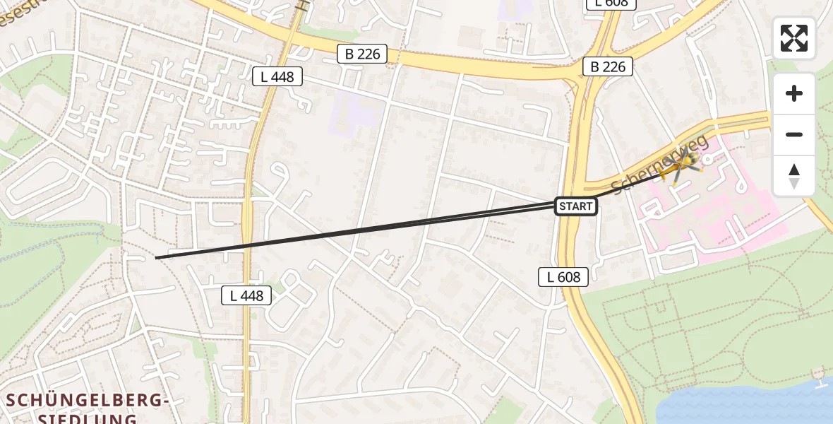 Flugroute Rettungshubschrauber Gelsenkirchen-Nord - Gelsenkirchen-Nord, 22 März 2026, 14:28