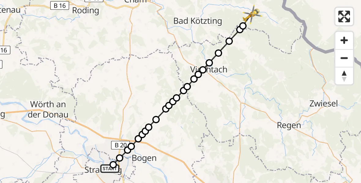 Routekaart van de vlucht: Rettungshubschrauber nach Arrach, Eckstraße