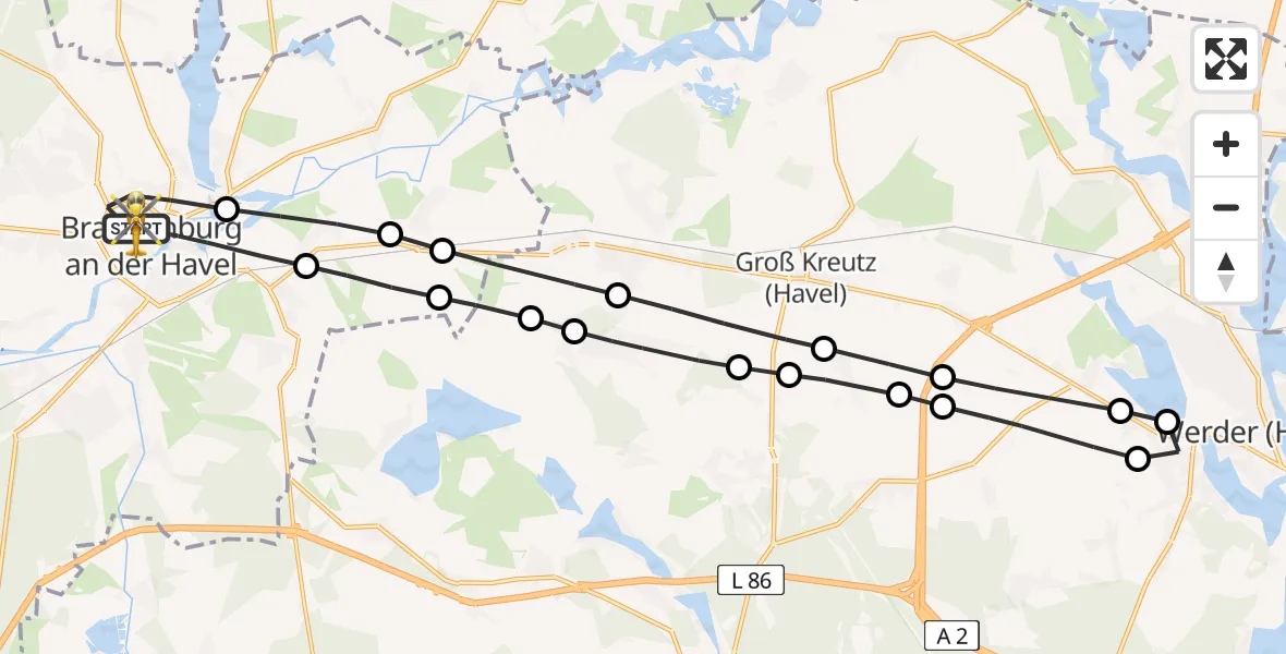 Flugroute Rettungshubschrauber Brandenburg an der Havel - Brandenburg an der Havel, 22 März 2026, 16:12