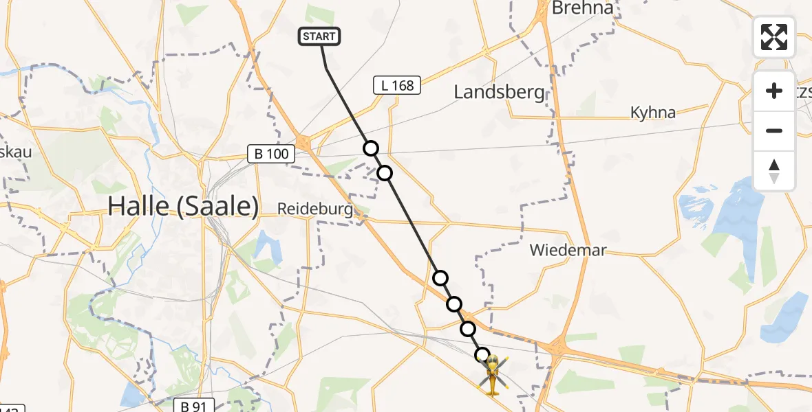 Flugroute Ambulanzhubschrauber Landsberg - Großkugel, 22 März 2026, 17:02