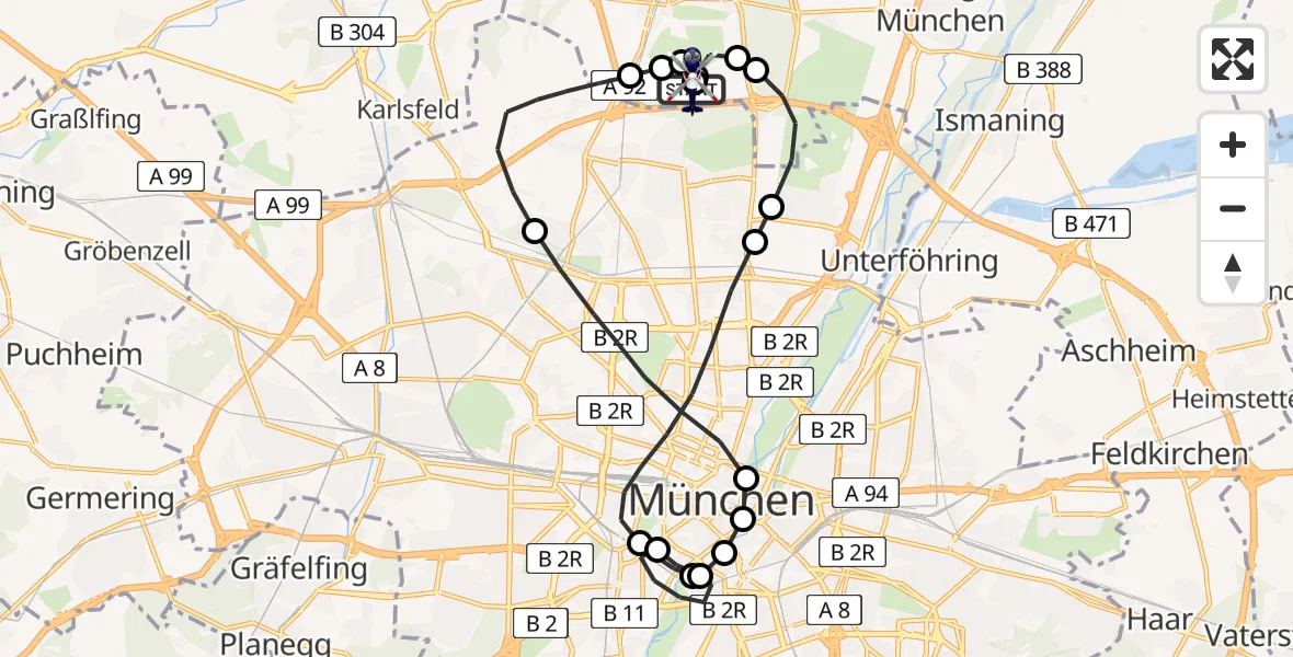 Flugroute Polizeihubschrauber Oberschleißheim - Oberschleißheim, 22 März 2026, 17:31