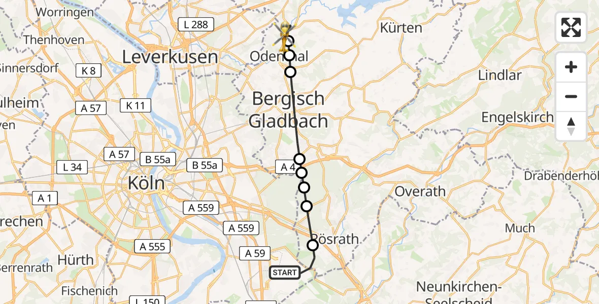 Routekaart van de vlucht: Rettungshubschrauber nach Altenberg, L 101