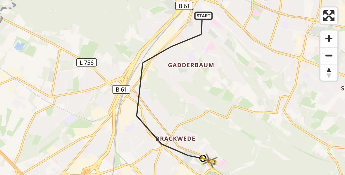 Flugroute Rettungshubschrauber Bielefeld - Luftrettungszentrum Bielefeld, 22 März 2026, 18:00