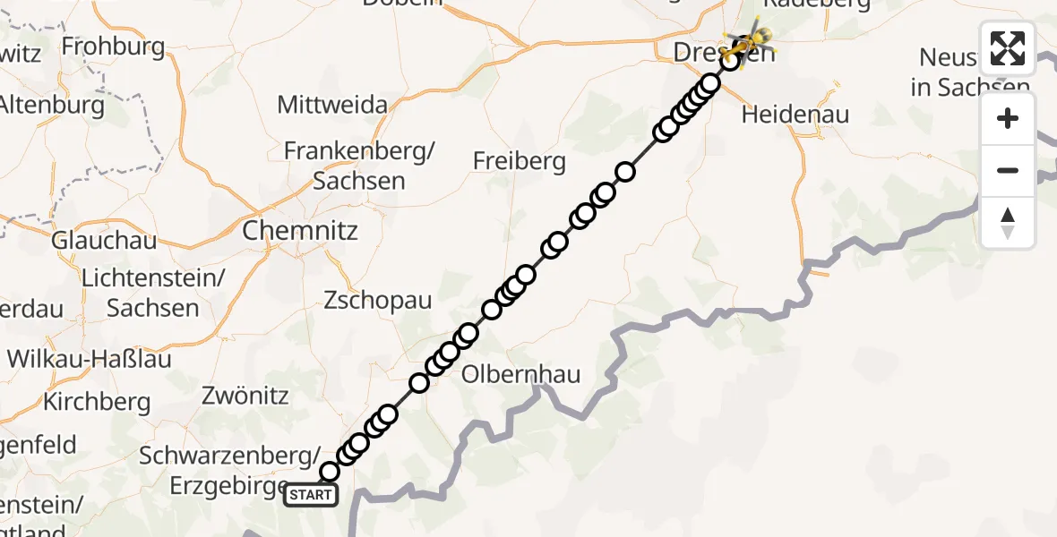 Routekaart van de vlucht: Rettungshubschrauber nach Dresden University Hospital