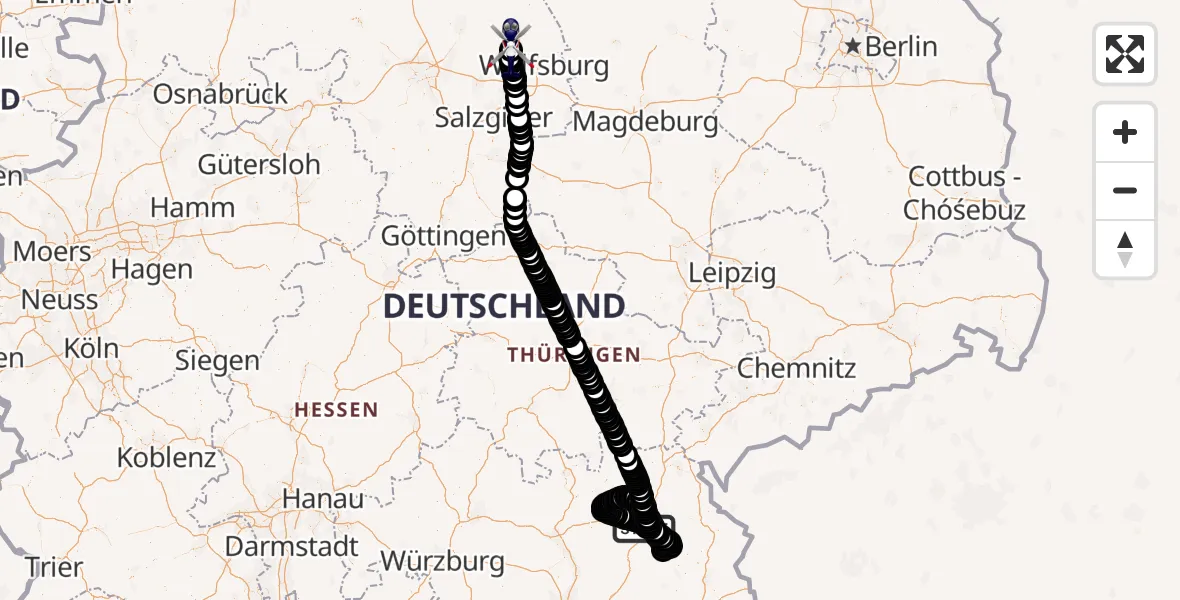 Routekaart van de vlucht: Polizeihubschrauber nach Gifhorn Bundespolizei Hubschrauberlandeplatz