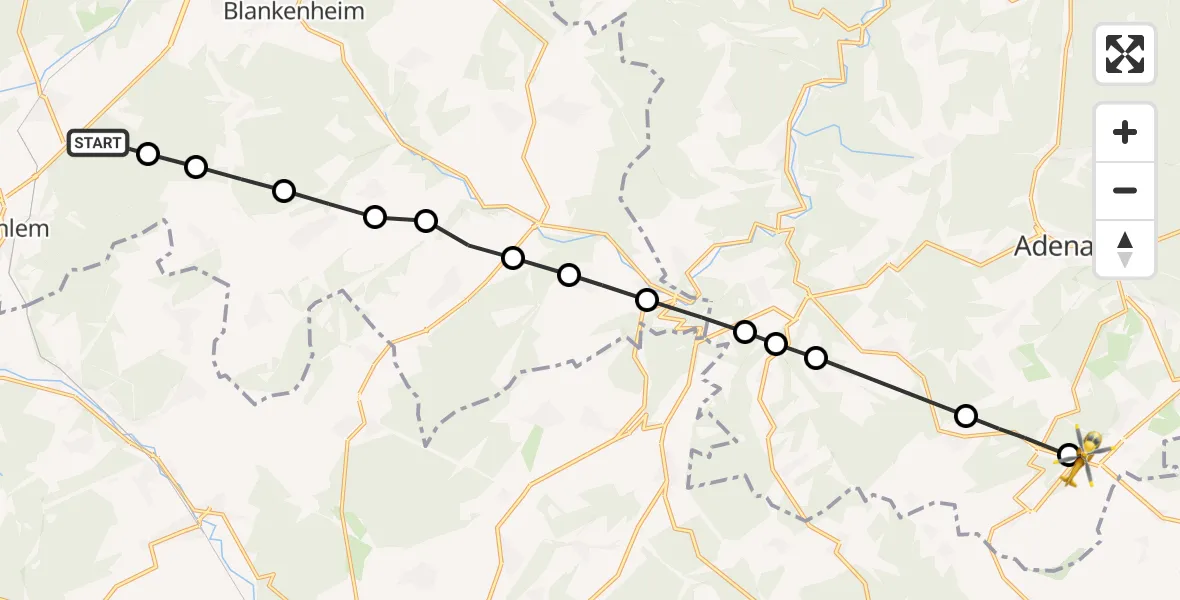 Flugroute Ambulanzhubschrauber Schmidtheim - Nürburgring Hubschrauberlandeplatz, 22 März 2026, 18:19