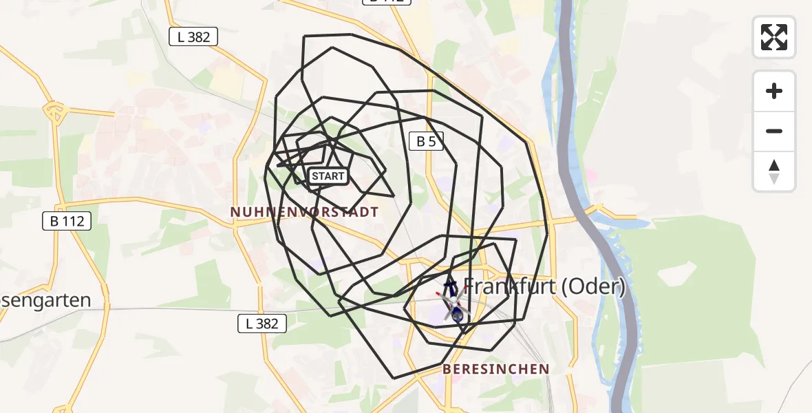 Flugroute Polizeihubschrauber Frankfurt (Oder) - Frankfurt (Oder), 22 März 2026, 20:47
