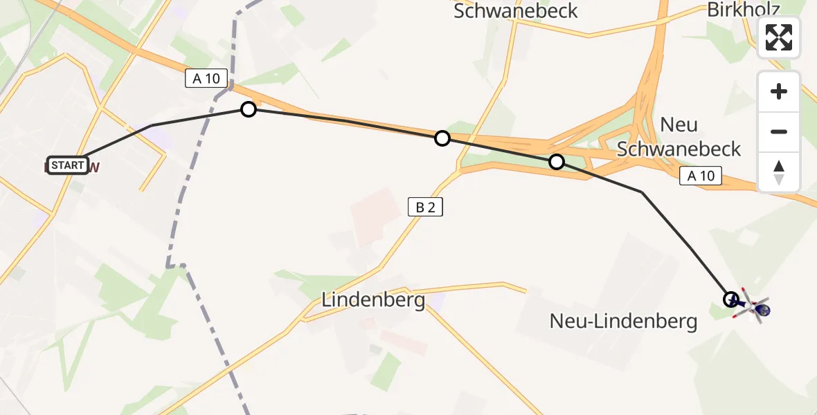 Flugroute Polizeihubschrauber Berlin - Ahrensfelde Hubschrauberlandeplatz, 23 März 2026, 01:32