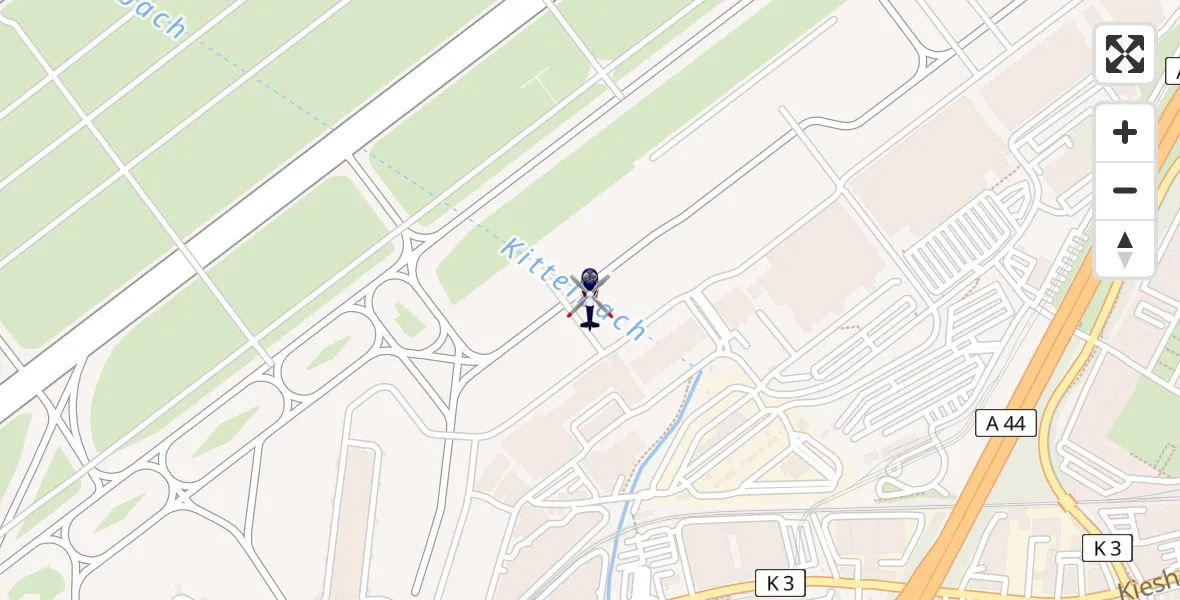 Flugroute Polizeihubschrauber Düsseldorf Flughafen - Düsseldorf Flughafen, 23 März 2026, 01:56