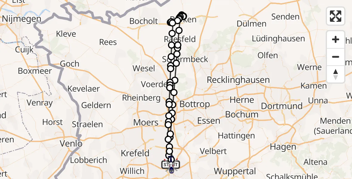 Flugroute Polizeihubschrauber Düsseldorf Flughafen - Düsseldorf Flughafen, 23 März 2026, 04:37