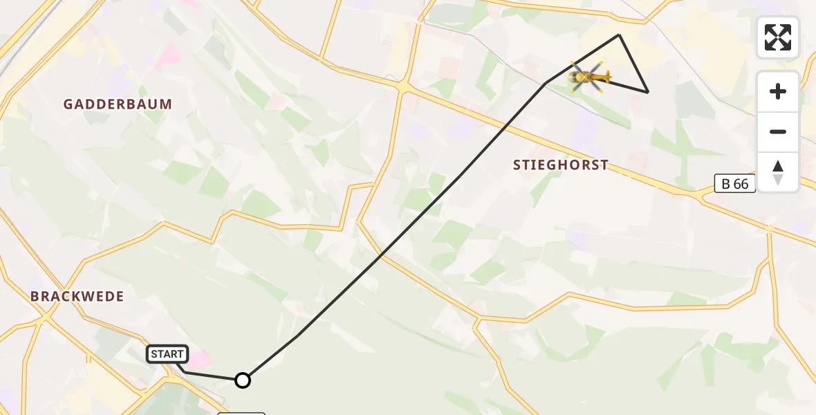 Flugroute Rettungshubschrauber Luftrettungszentrum Bielefeld - Bielefeld, 23 März 2026, 06:47