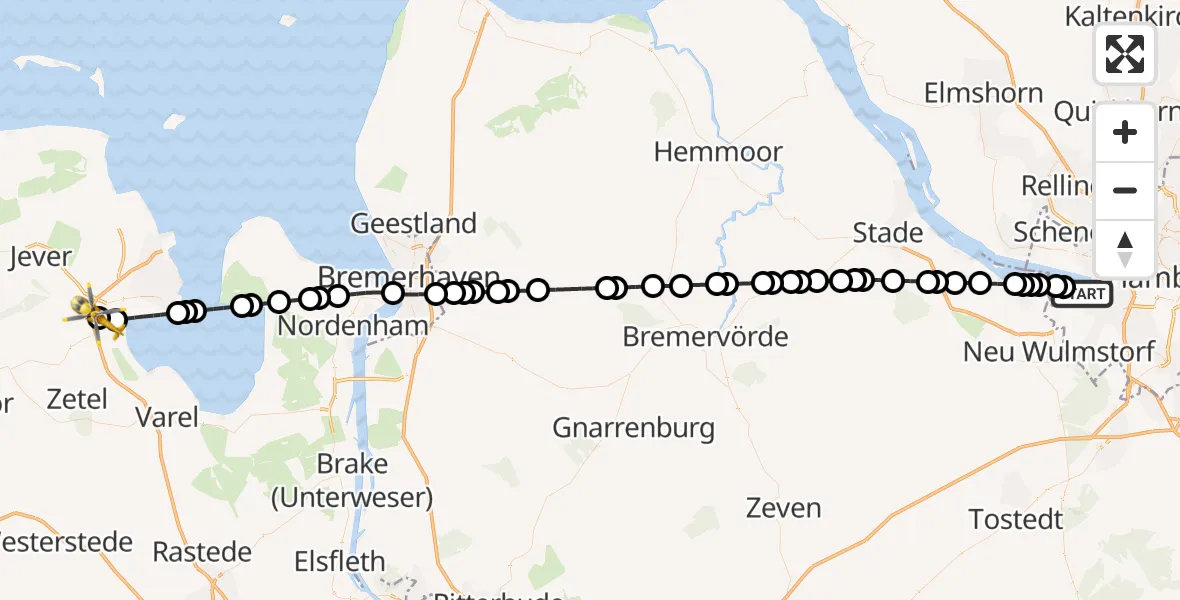 Routekaart van de vlucht: Rettungshubschrauber nach Sande, Ueckermünder Straße