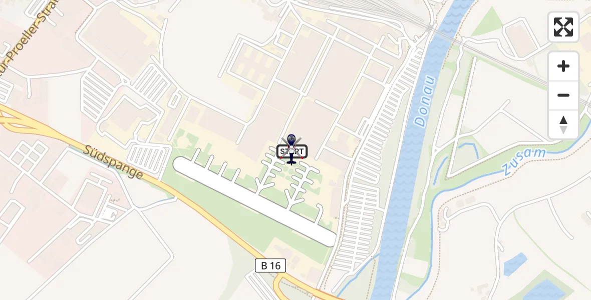 Routekaart van de vlucht: Polizeihubschrauber nach Donauwörth Hubschrauberlandeplatz