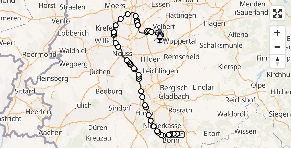 Flugroute Polizeihubschrauber Sankt Augustin - Obschwarzbach, 23 März 2026, 08:22
