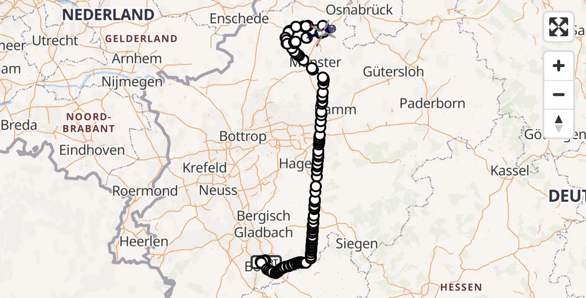Flugroute Polizeihubschrauber Sankt Augustin - Münster Osnabrück Flughafen, 23 März 2026, 08:33
