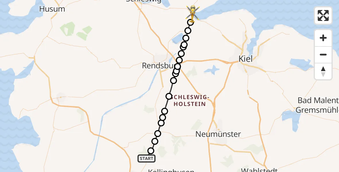 Routekaart van de vlucht: Rettungshubschrauber nach Eckernförde, Am Exer