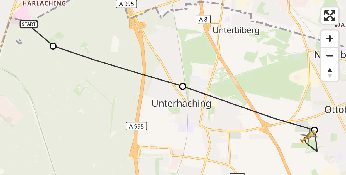 Routekaart van de vlucht: Rettungshubschrauber nach Ottobrunn, Äußerer Ranhazweg